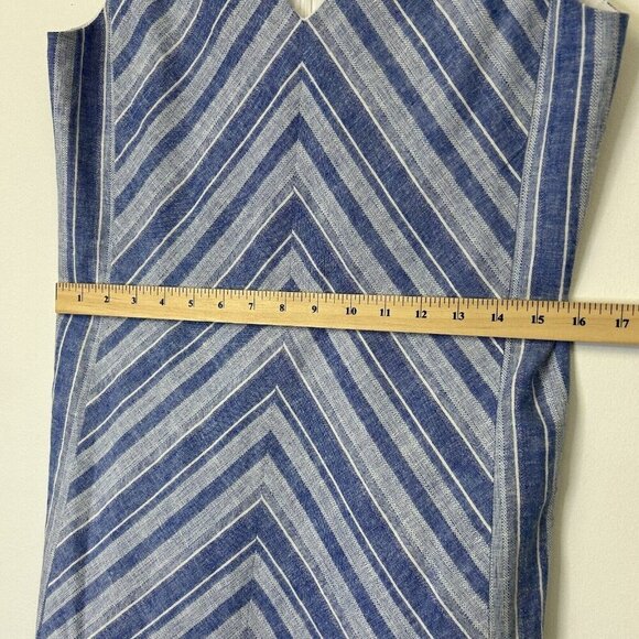 Draper James Blue Stripe Dress Women’s Size 4 Linen Sleeveless Coastal - Picture 6 of 10